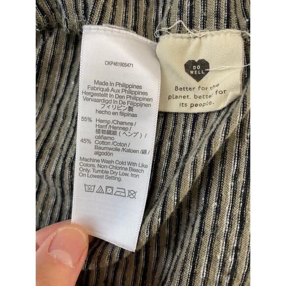 Madewell Women's S Green Black Striped Hemp Blend Crop T-Shirt - Picture 5 of 6